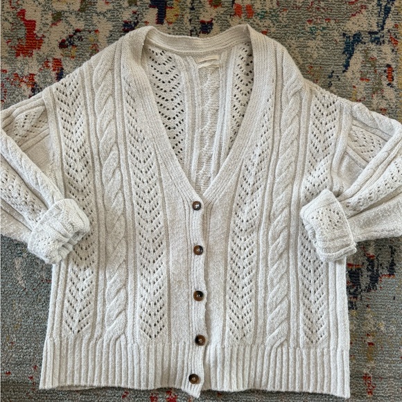 Anthropologie Sweaters - Anthropologie Cozy White Cable Knit Cardigan